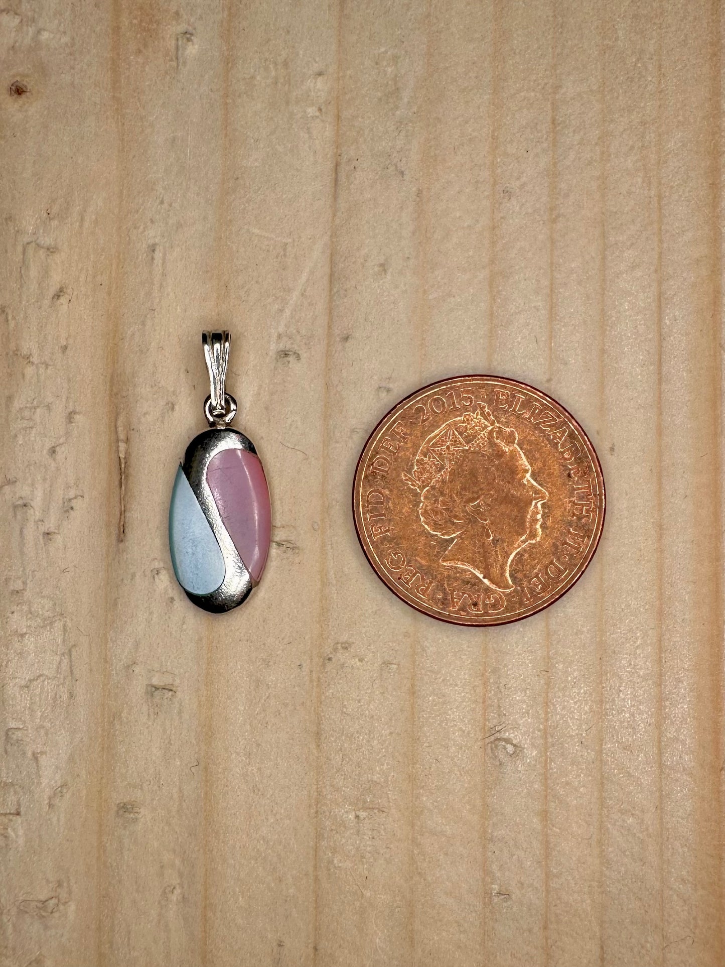 Pink & Blue Mother of Pearl 925 Sterling Silver Pendant