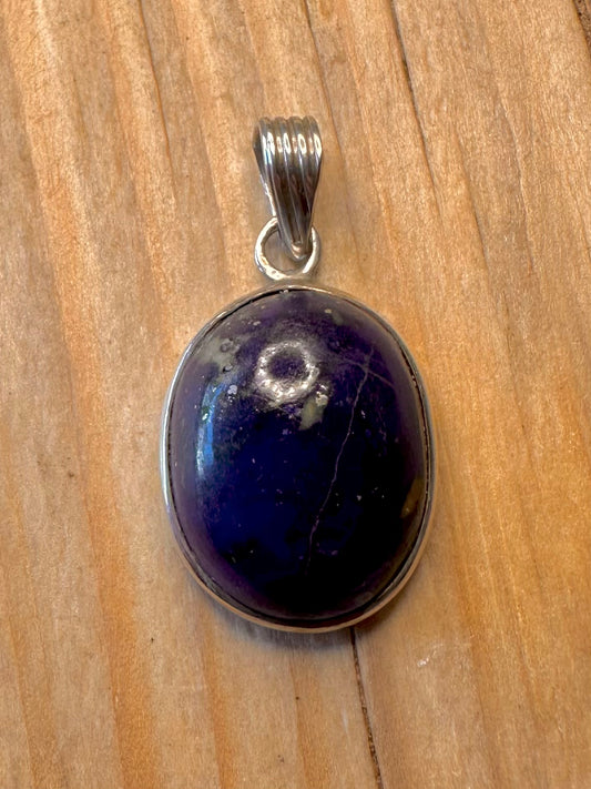 Vintage Lapis Oval 925 Silver Pendant