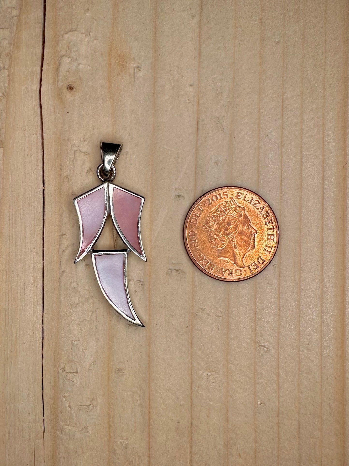 Abstract Pink Mother of Pearl 925 Sterling Silver Pendant