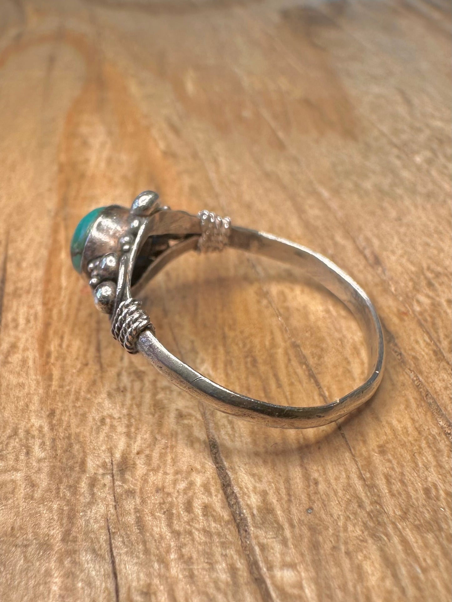 Vintage Raw Turquoise 925 Sterling Silver Size N1/2 Ring