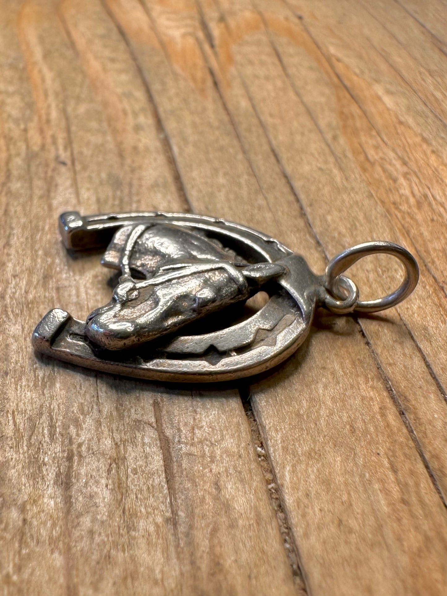 Vintage Horse and Shoe 925 Sterling Silver Pendant