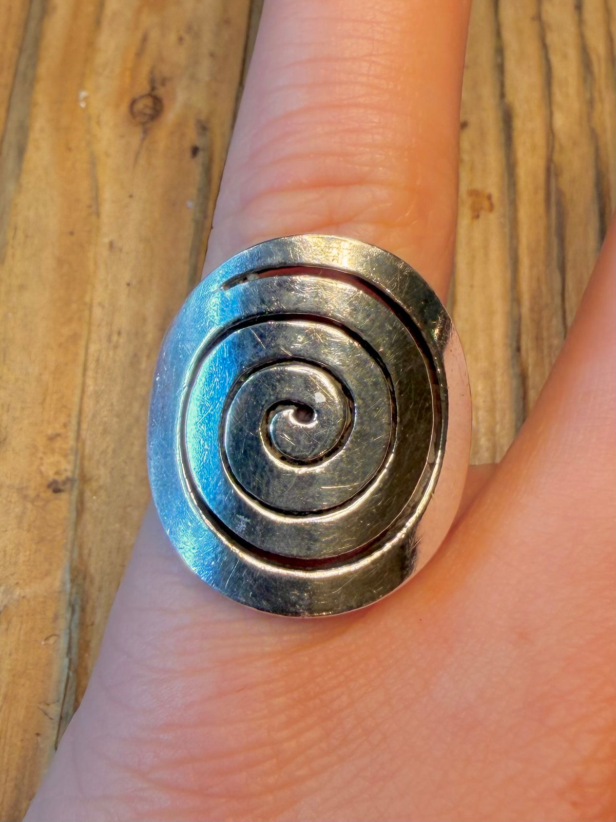 Chunky Spiral 925 Sterling Silver Size N Ring