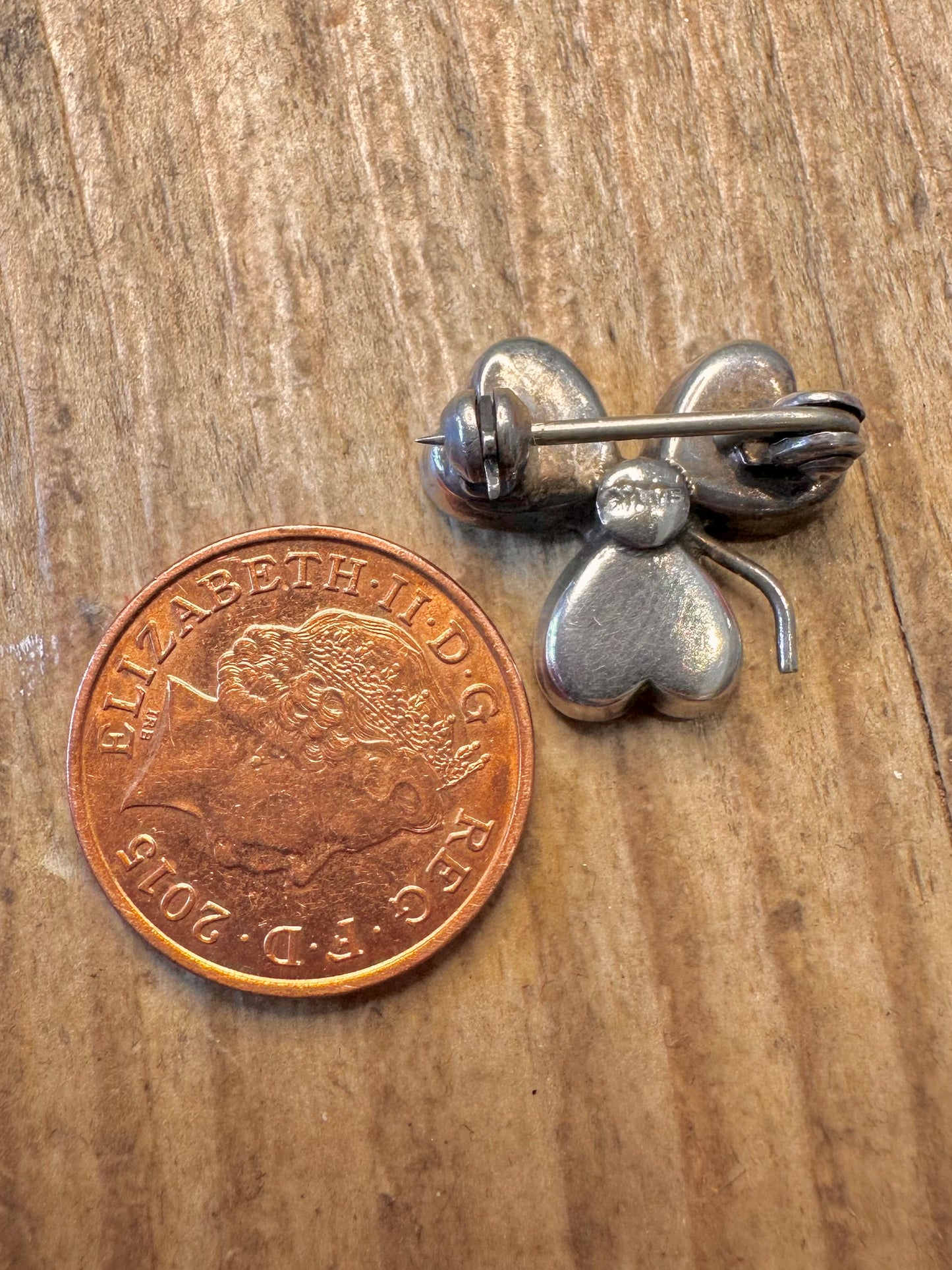 Kleeblatt Connemara Marmor 925 Sterling Silber Brosche