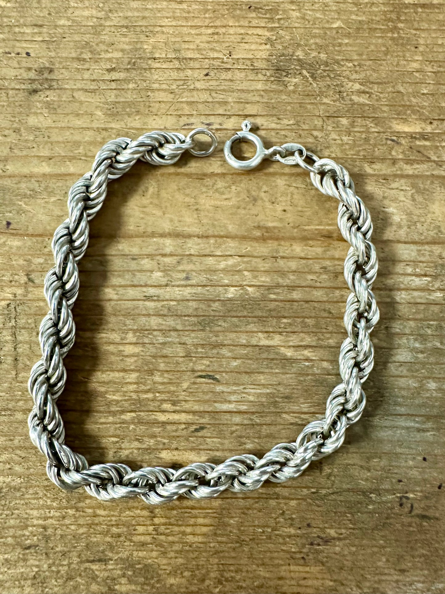 Vintage Thick Rope Chain 925 Silver Bracelet