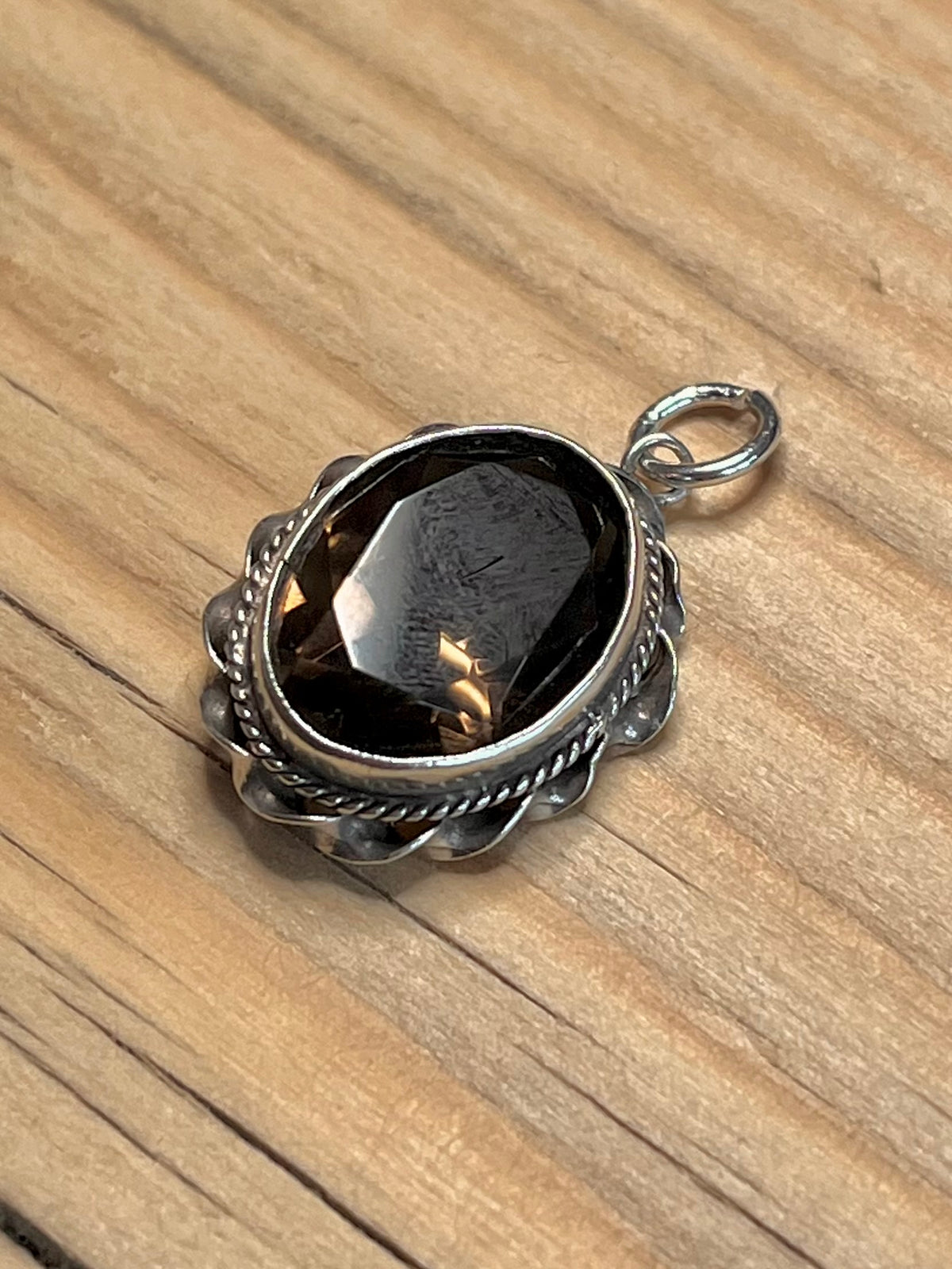 Oval Ornate Dark Citrine 925 Sterling Silver Pendant
