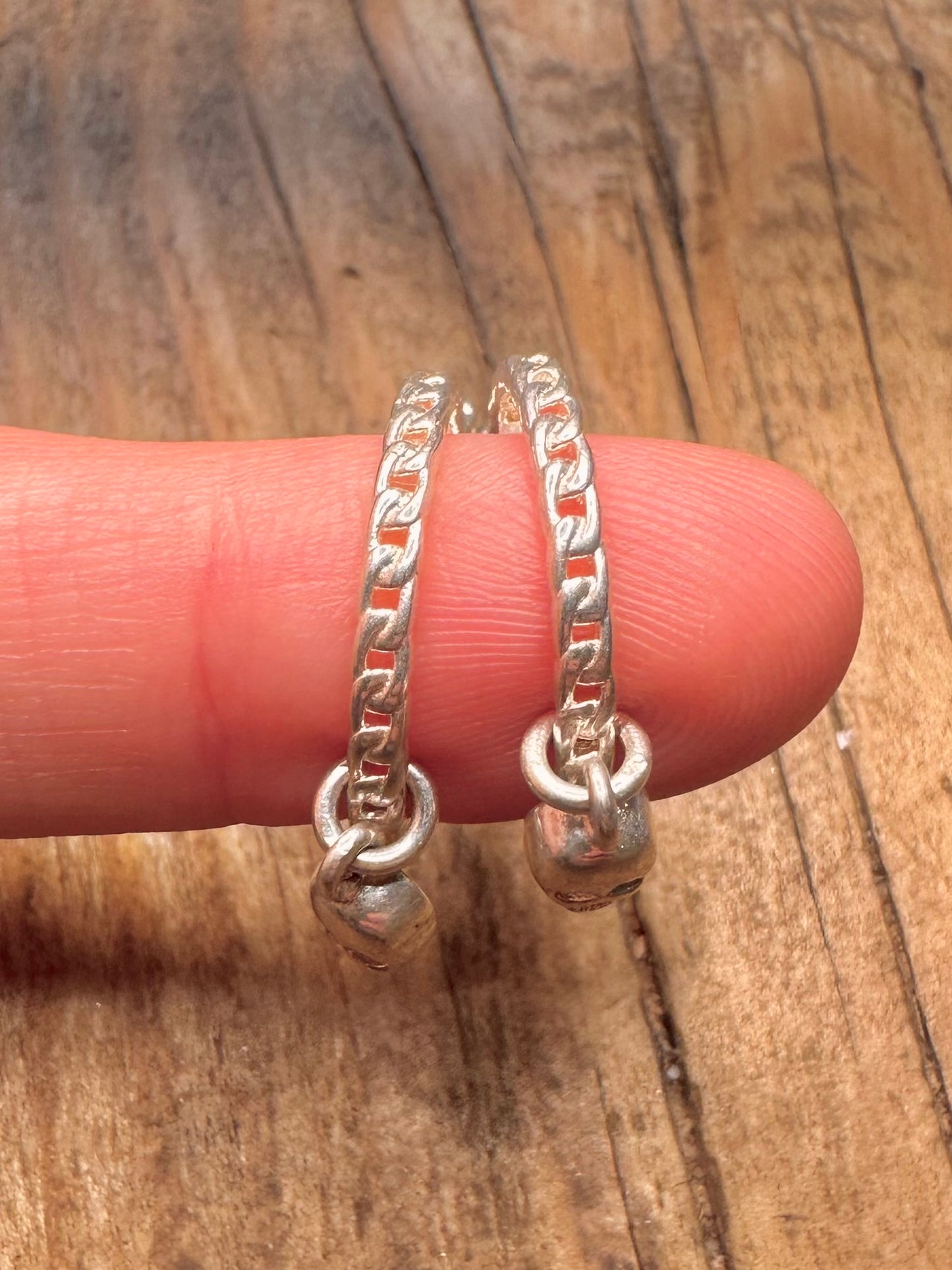 Cable Chain Style with Skulls 925 Sterling Silver Earrings