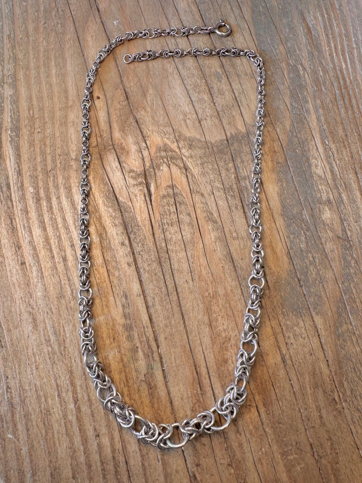 Byzantine Graduated Link 925 Sterling Silver 18 inch Necklace
