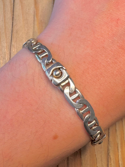 Vintage Unique Marina Ball 925 Sterling Silver 7.5 inch Bracelet