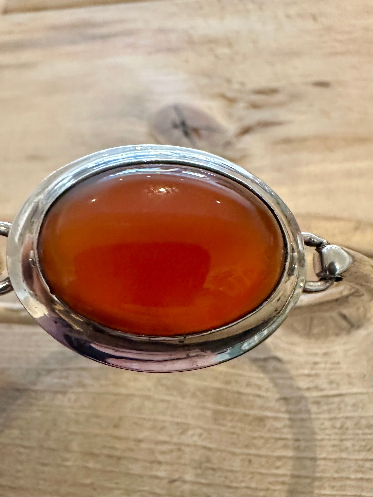 Vintage 1997 Large Carnelian 925 Silver Bangle