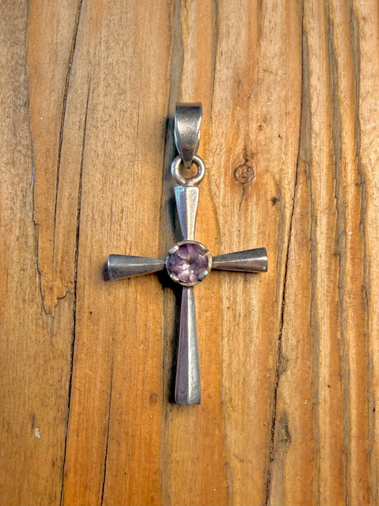 Amethyst Cross 925 Sterling Silver Pendant