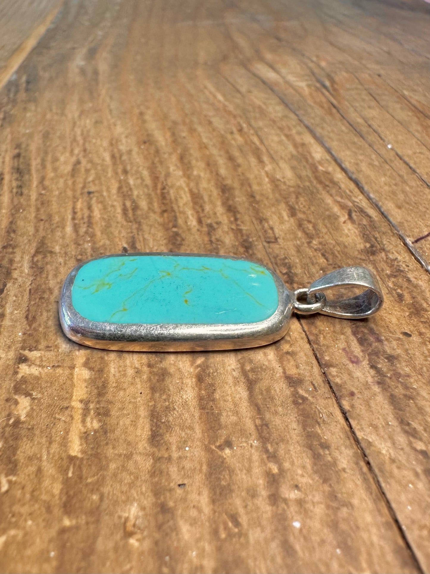 Turquoise Rectangle 925 Sterling Silver Pendant