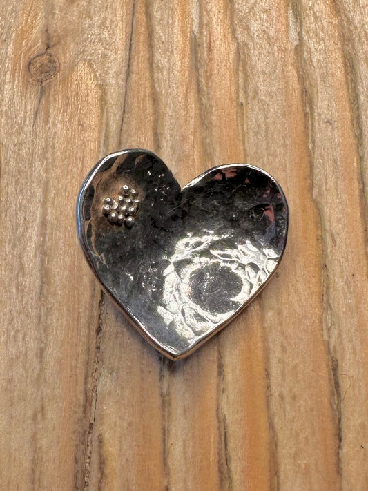 Abstract Hammered Heart 925 Sterling Silver Pendant