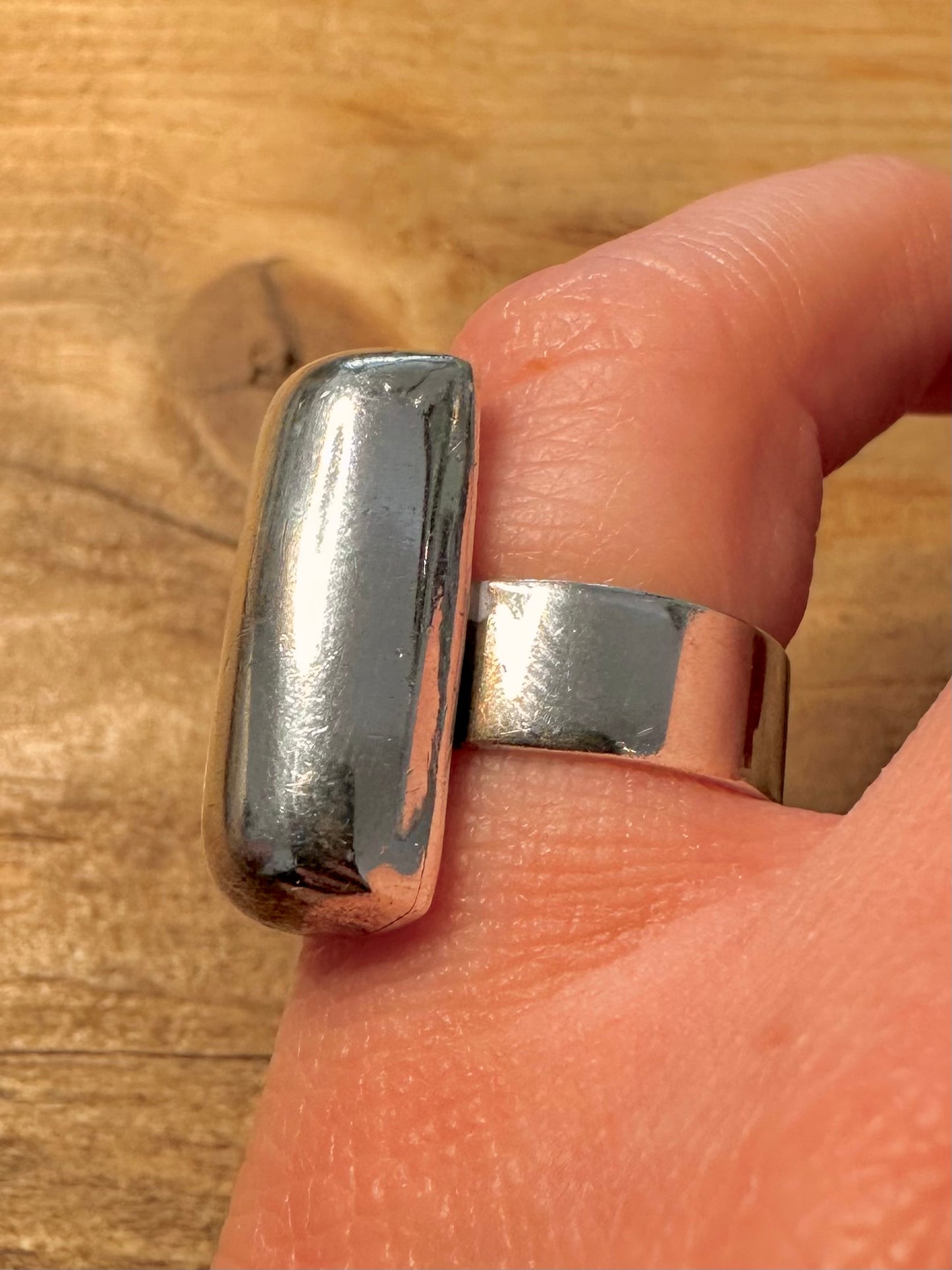 Abstract Bar Chunky Mexico 925 Silver Size M1/2 Ring