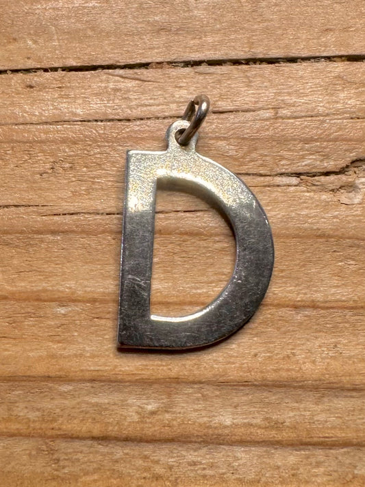 Vintage Letter D 925 Sterling Silver Pendant