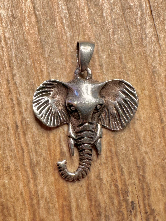 Vintage Elephant Head 925 Sterling Silver Pendant
