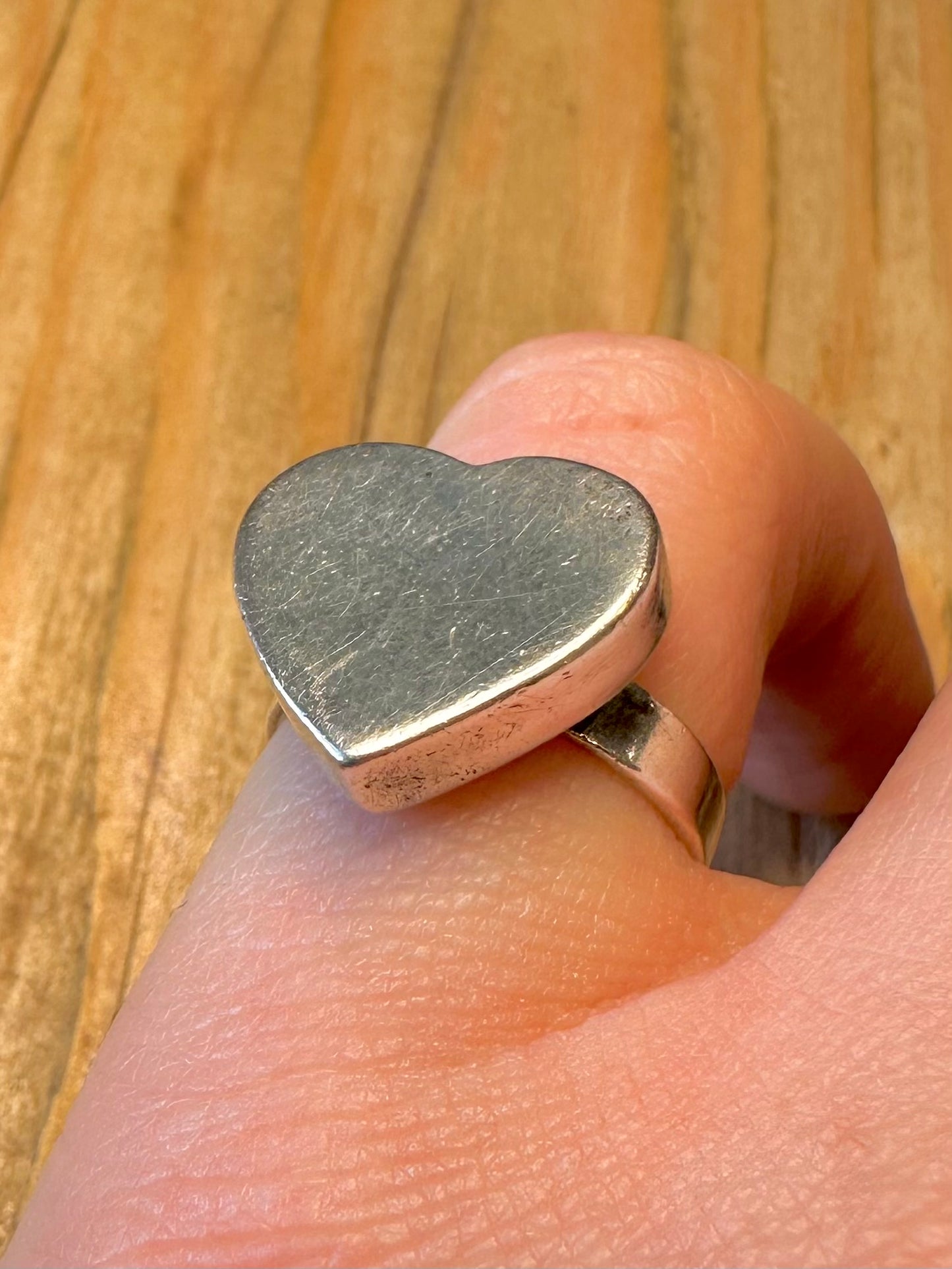 Vintage Heart 925 Sterling Silver Size M Ring
