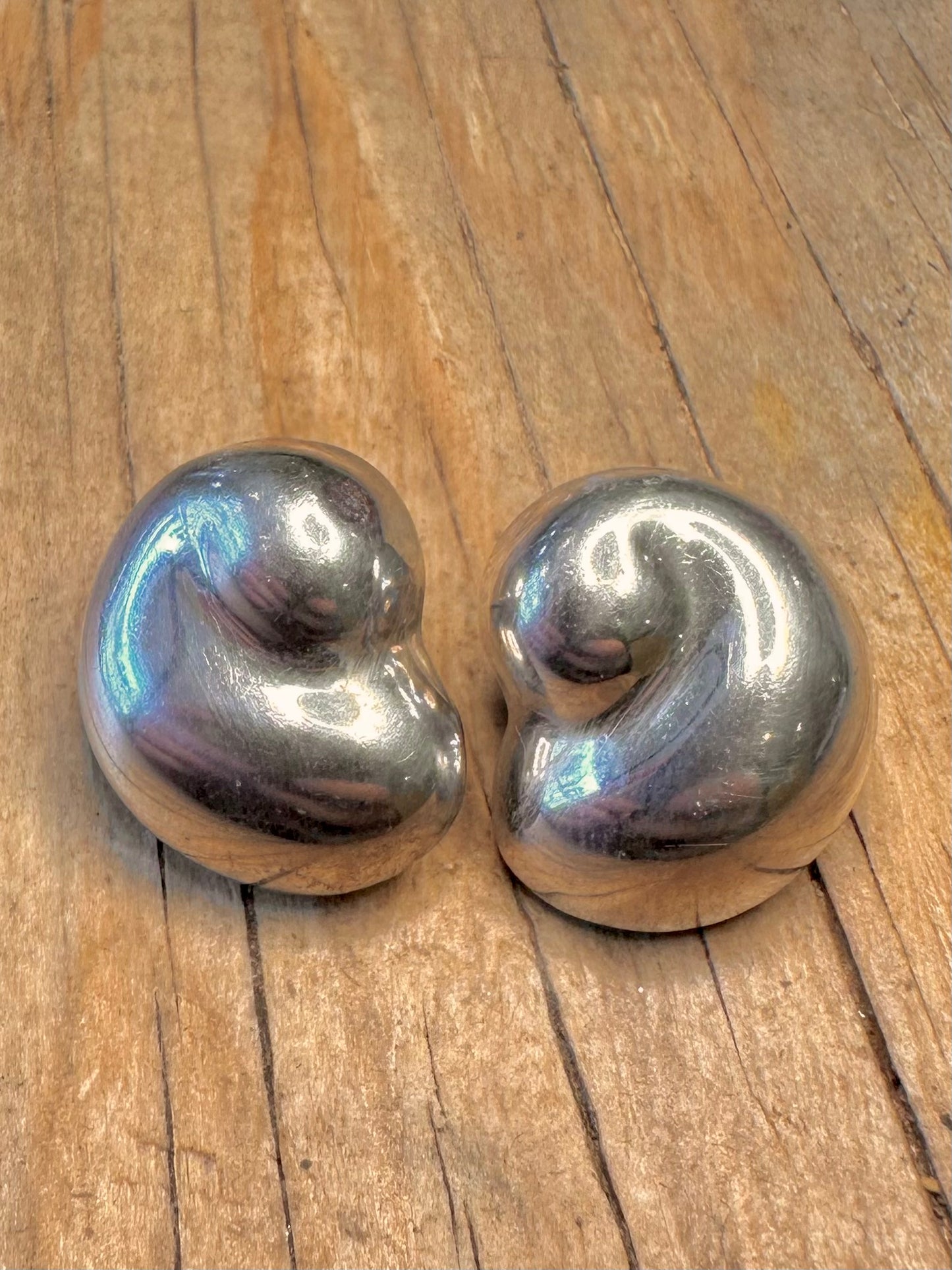 Moderne Mexiko-Puff-Spiralohrstecker aus 925er Sterlingsilber