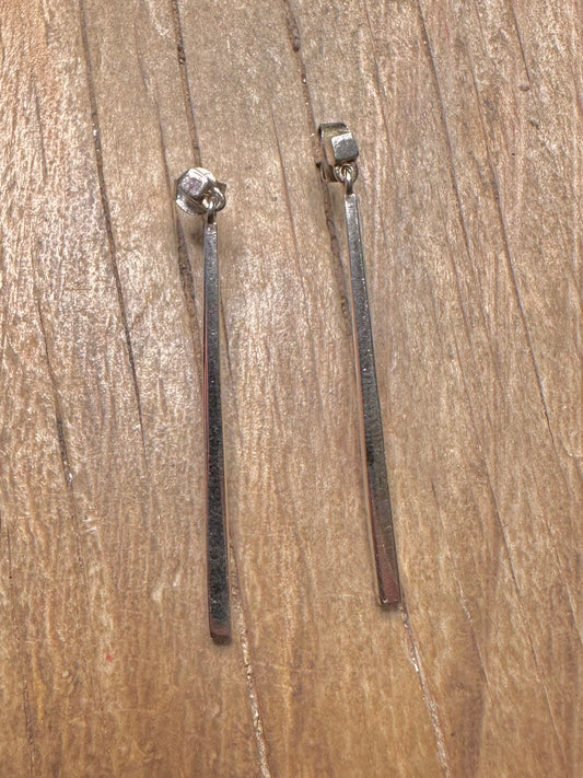 Modernist Bar Dangle 925 Sterling Silver Earrings