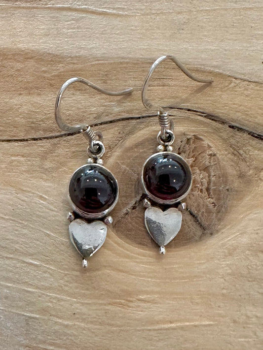 Vintage Tribal Garnet 925 Silver Earrings