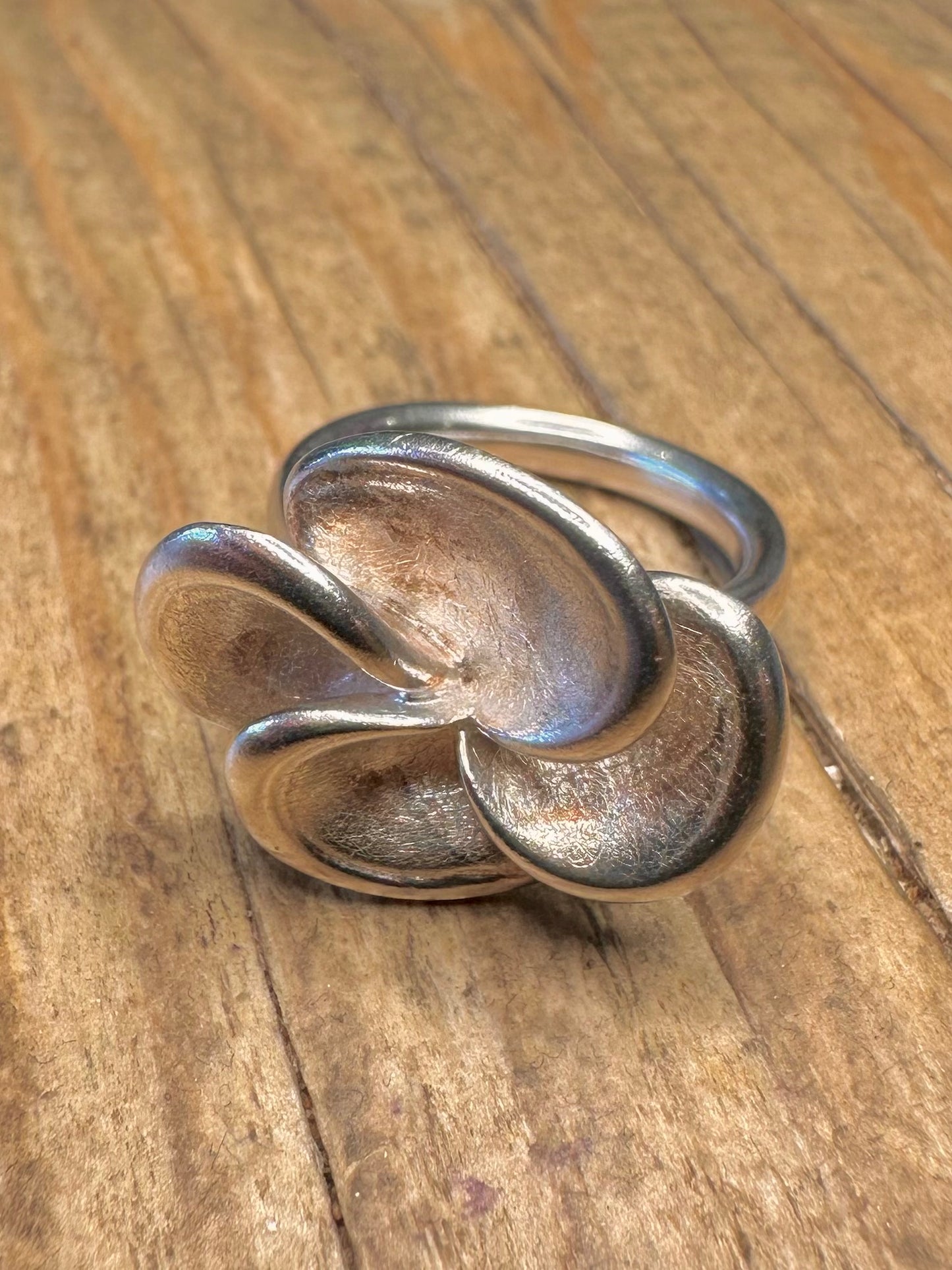 Abstrakter Blumen-Ring aus 925er Sterlingsilber, Größe J