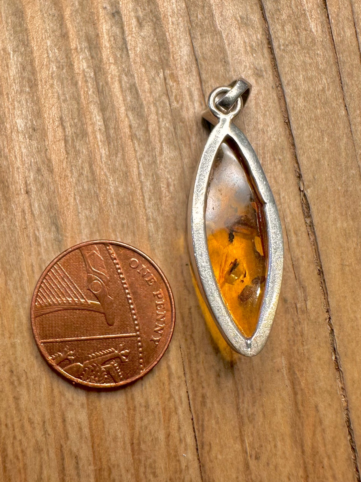 Vintage Amber 925 Sterling Silver Pendant