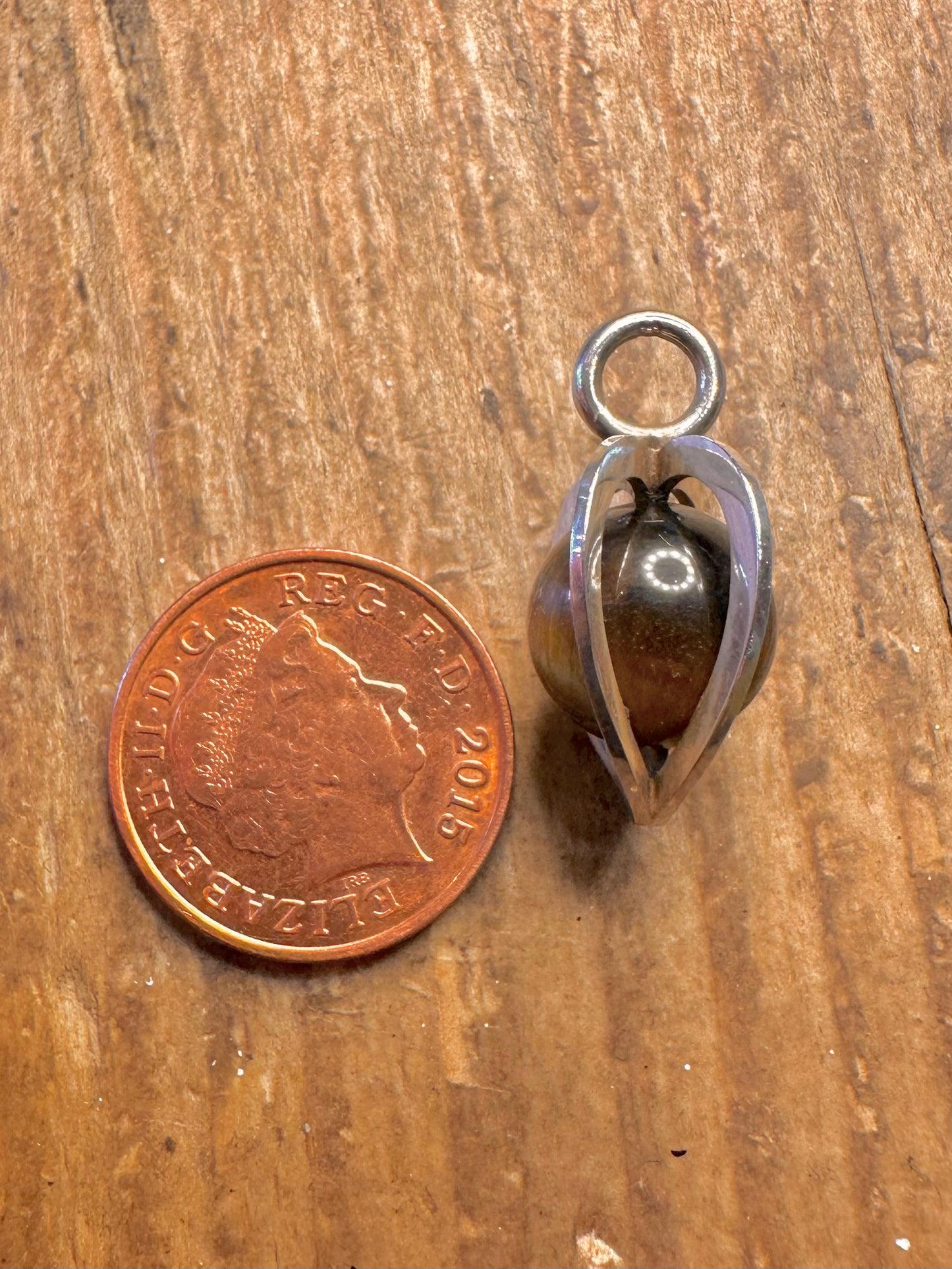 Finnische Kupittaan Kulta Modernist Tigerauge 925 Sterling Silber Anhänger