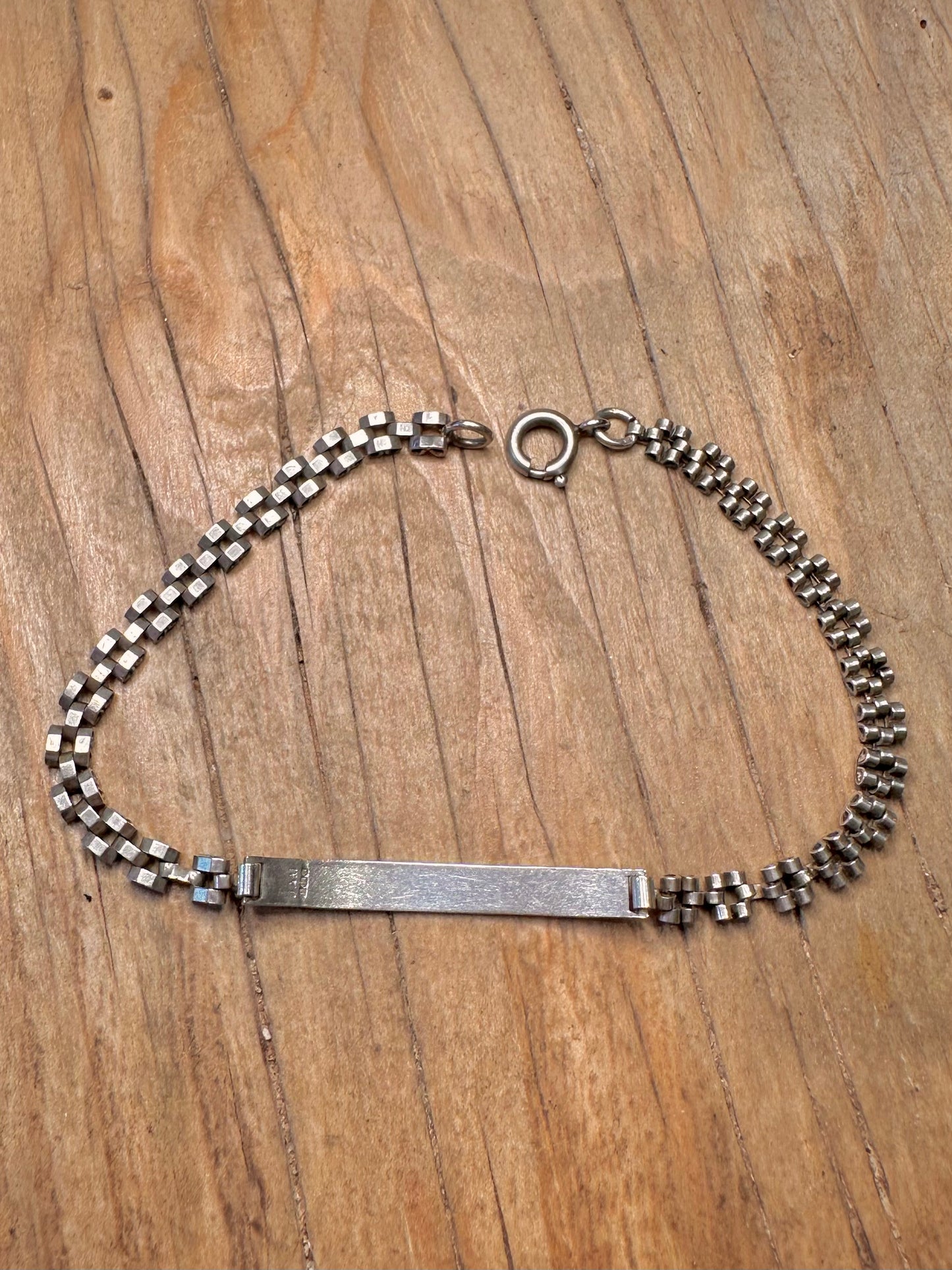 Vintage 1981 Identitätsbalken Einzigartige Kette 925 Sterlingsilber 7,5 Zoll Armband