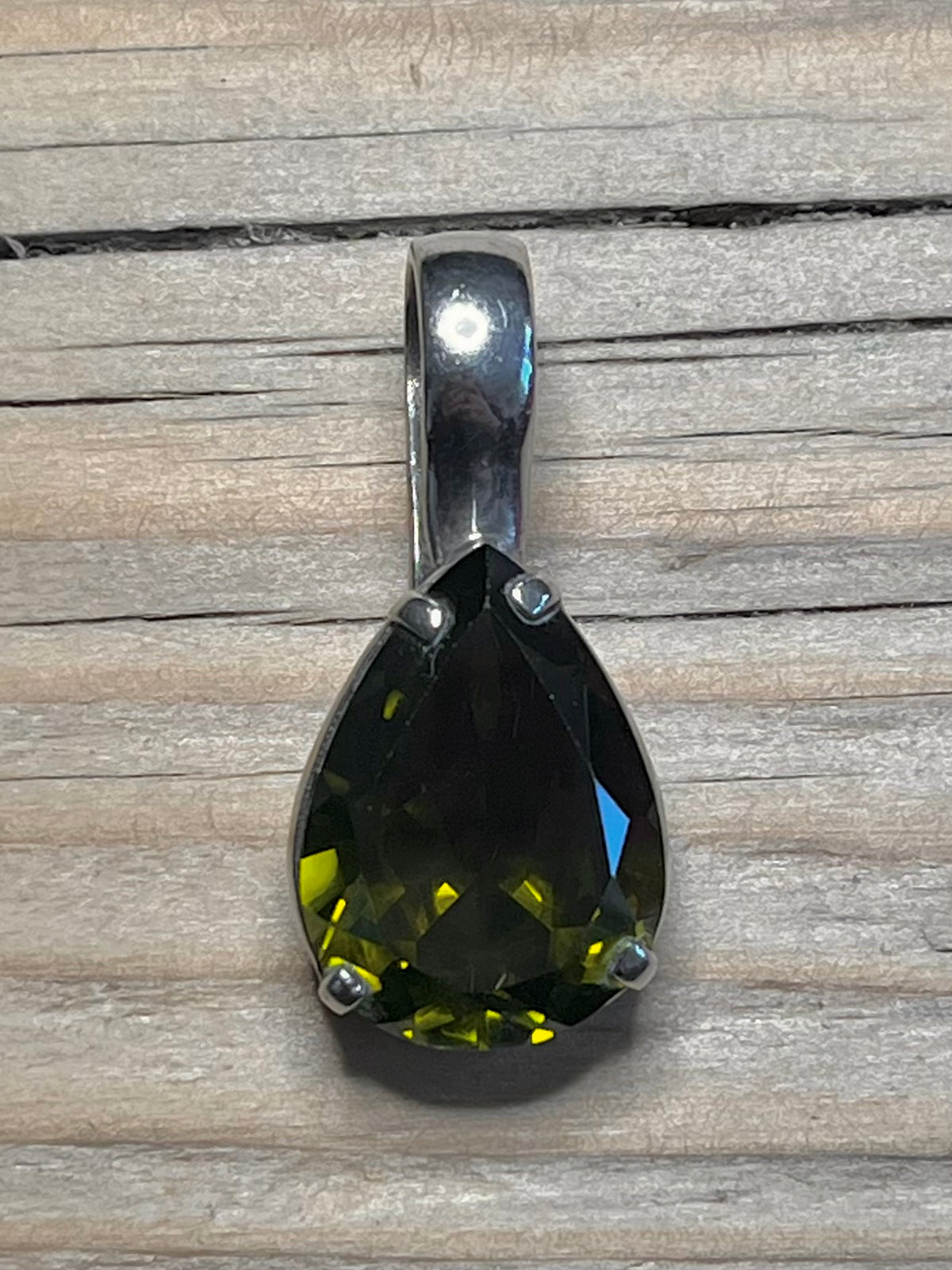 Teardrop Moldavite 925 Sterling Silver Pendant