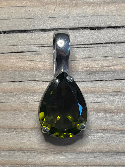 Teardrop Moldavite 925 Sterling Silver Pendant