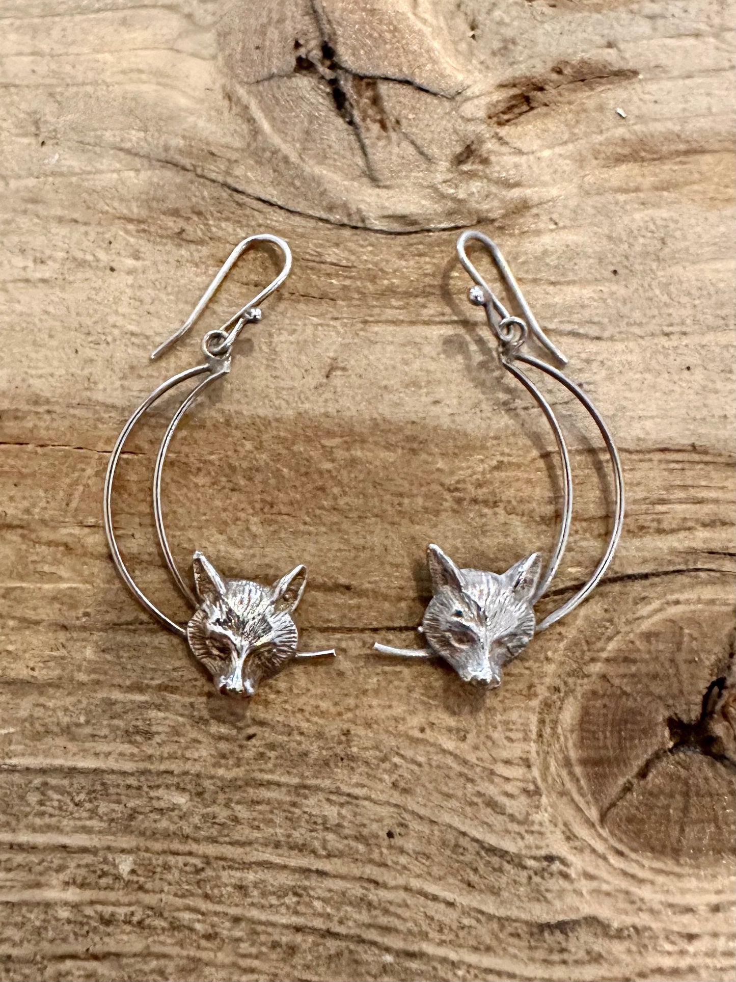 Vintage Fox Dangle 925 Silver Earrings