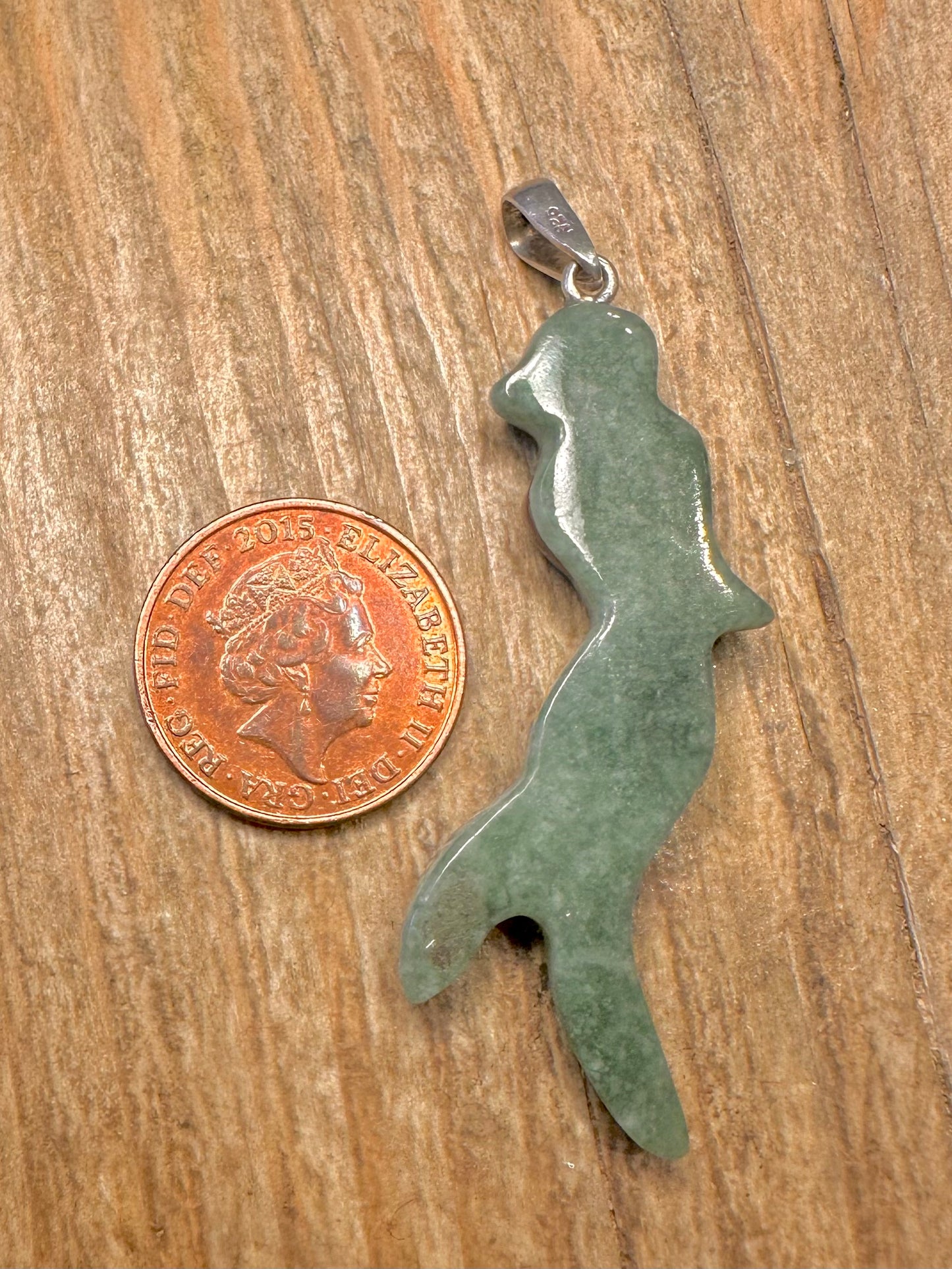 Vintage Aventurin Vogel Anhänger aus 925er Sterlingsilber