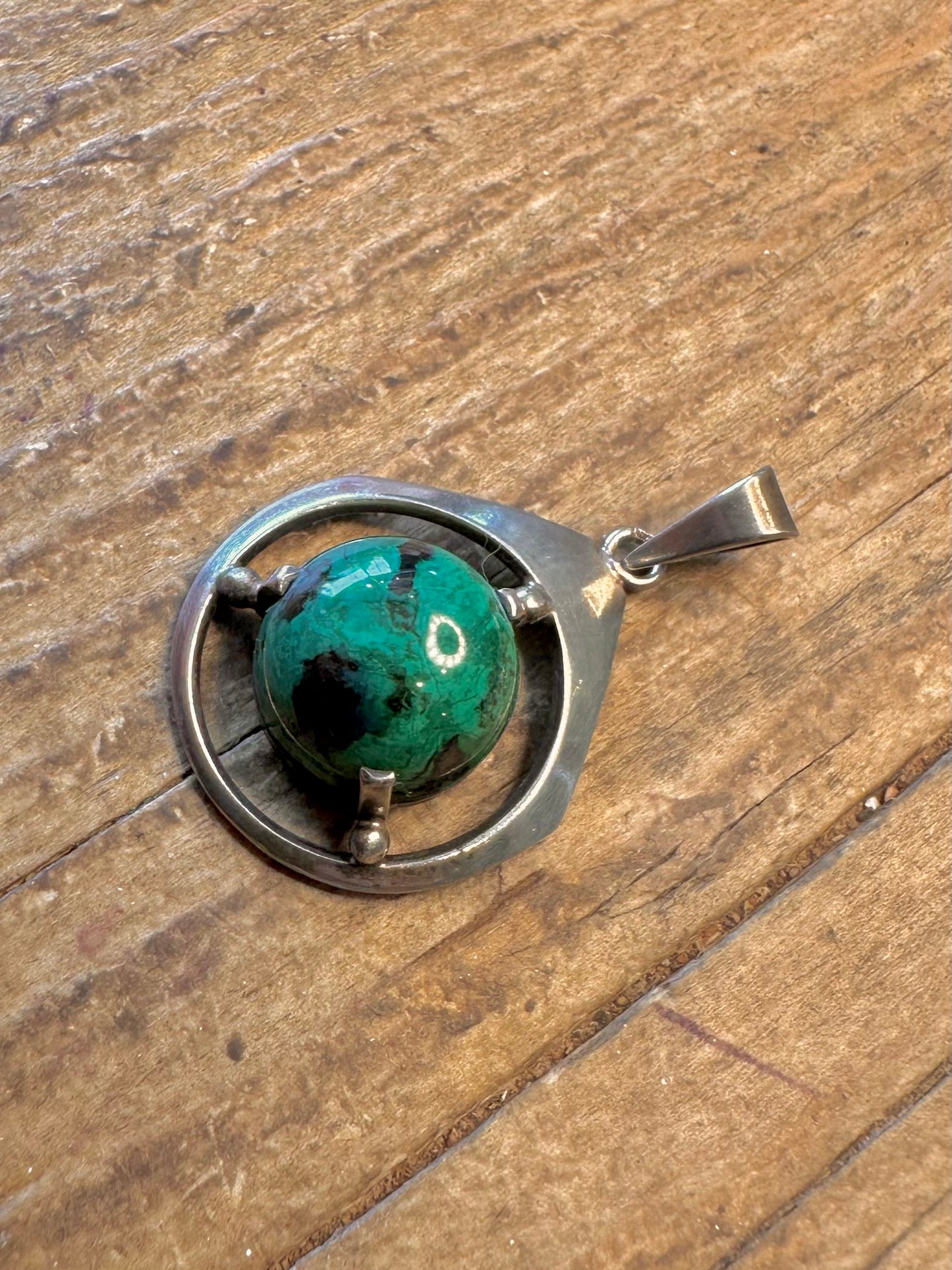 Abstract Chrysocolla 925 Sterling Silver Pendant