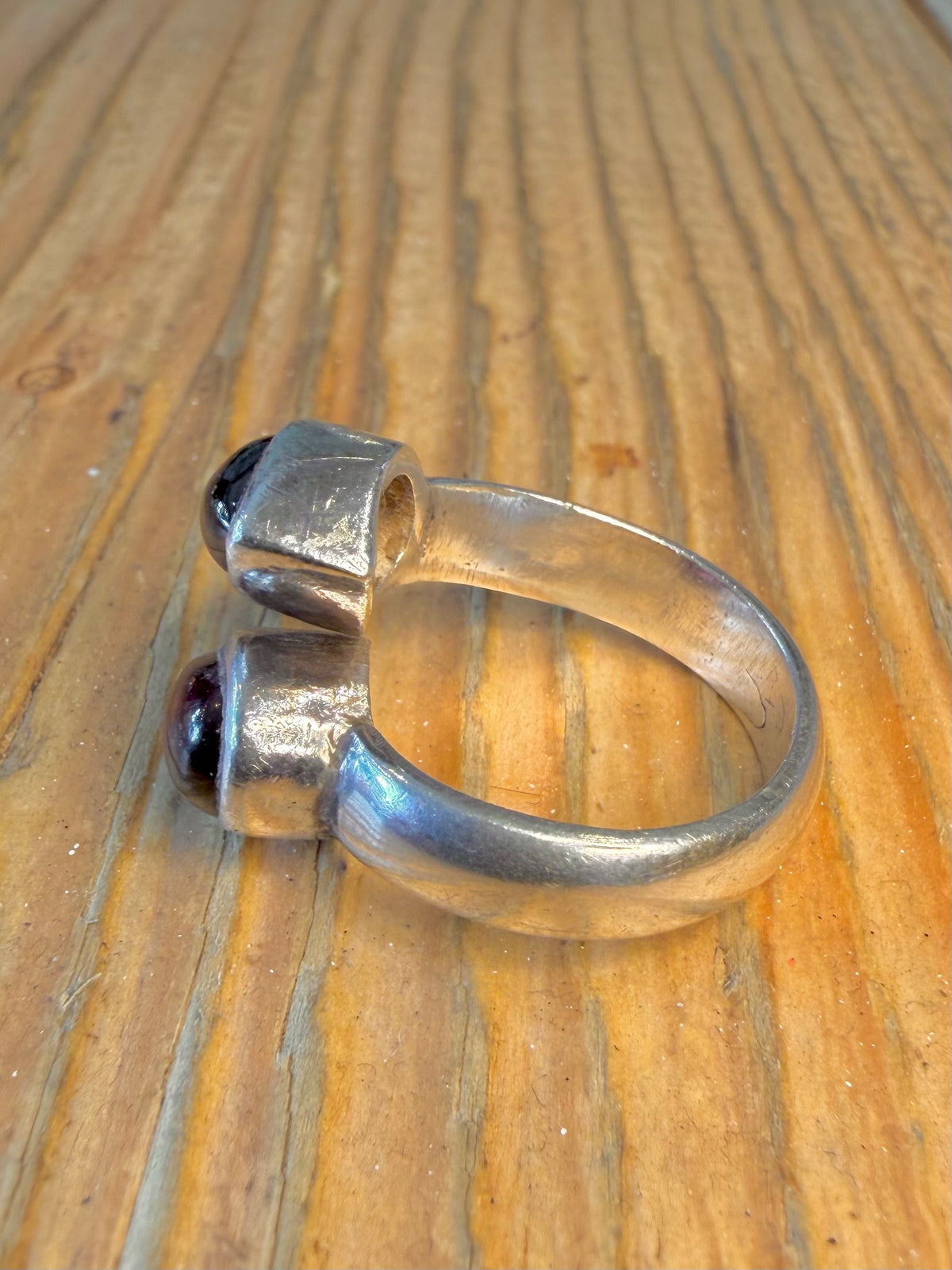 Overlapping Red Garnet 925 Sterling Silver Size O Ring