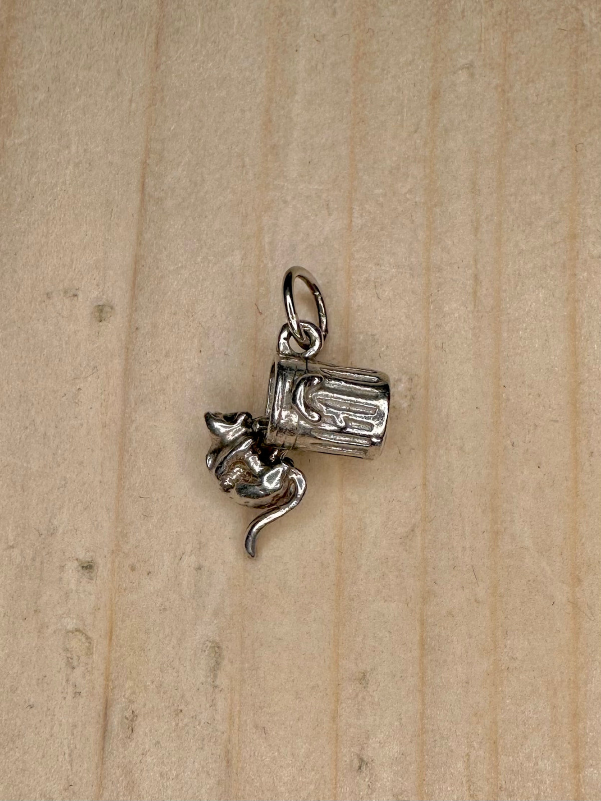 Cat & Bin Articulated 925 Sterling Silver Pendant