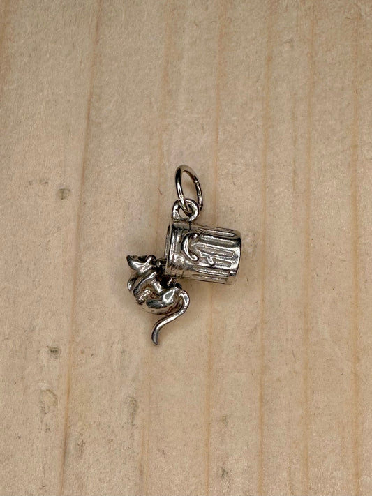 Cat & Bin Articulated 925 Sterling Silver Pendant