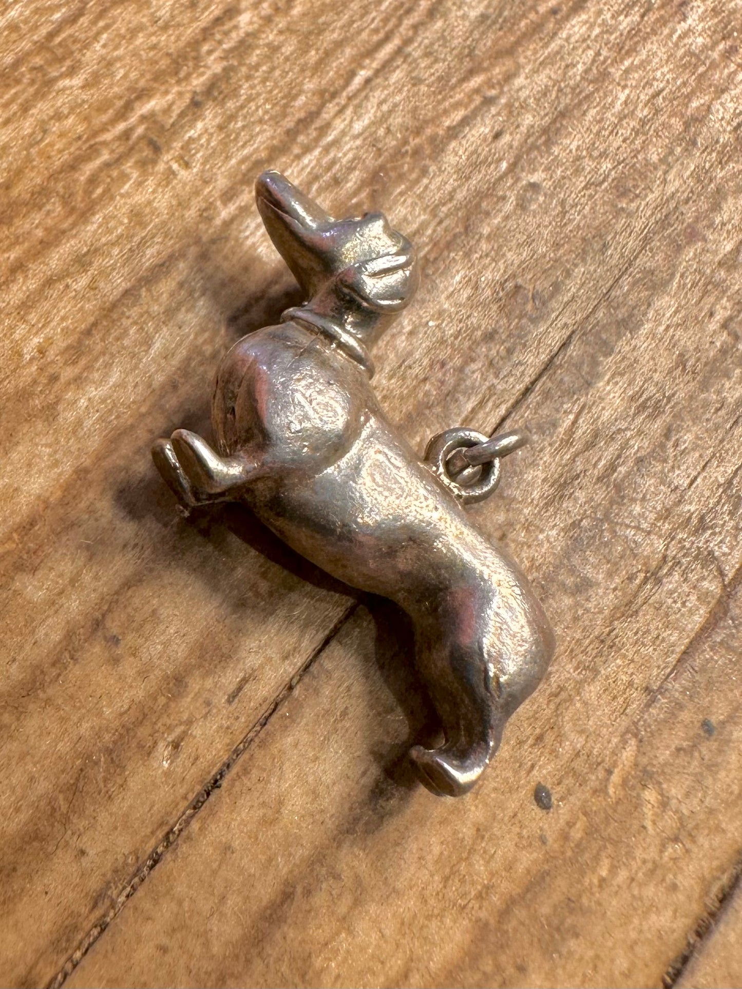 Massiver Dackel 925 Sterling Silber Charm-Anhänger