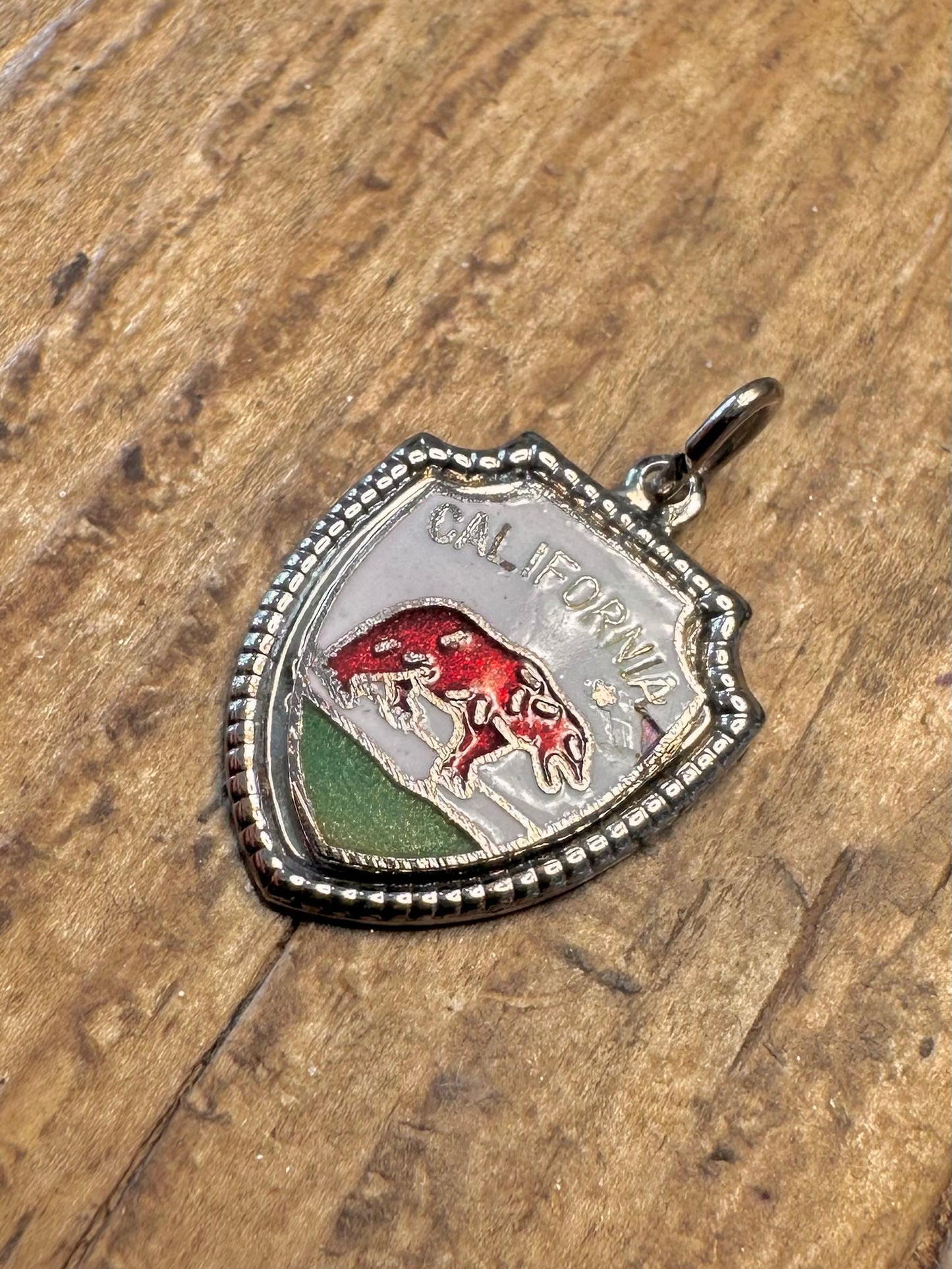 California Crest Enamel 925 Sterling Silver Charm Pendant
