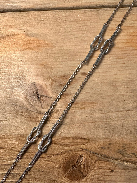 Vintage Unique Reef Knotted Chain 925 Silver  36.8 inch Necklace