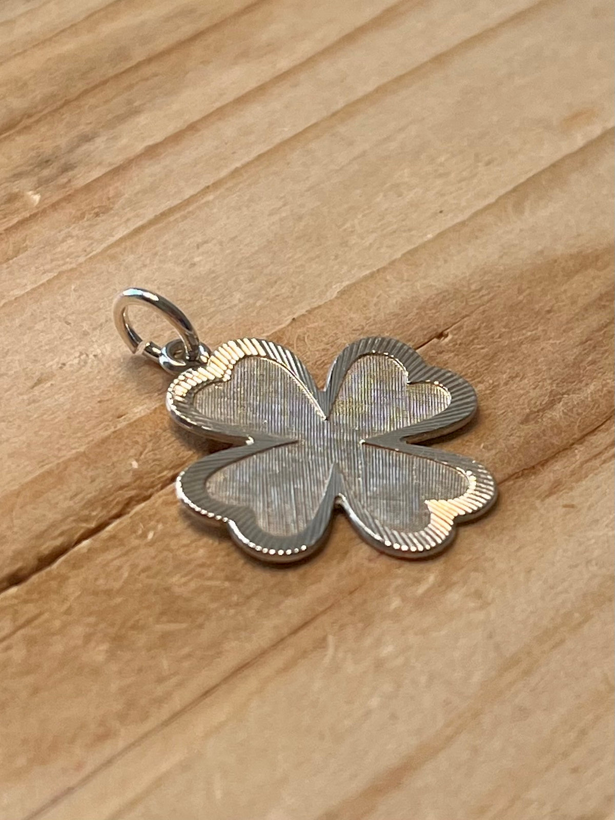 Textured Four Leaf Clover 925 Sterling Silver Pendant