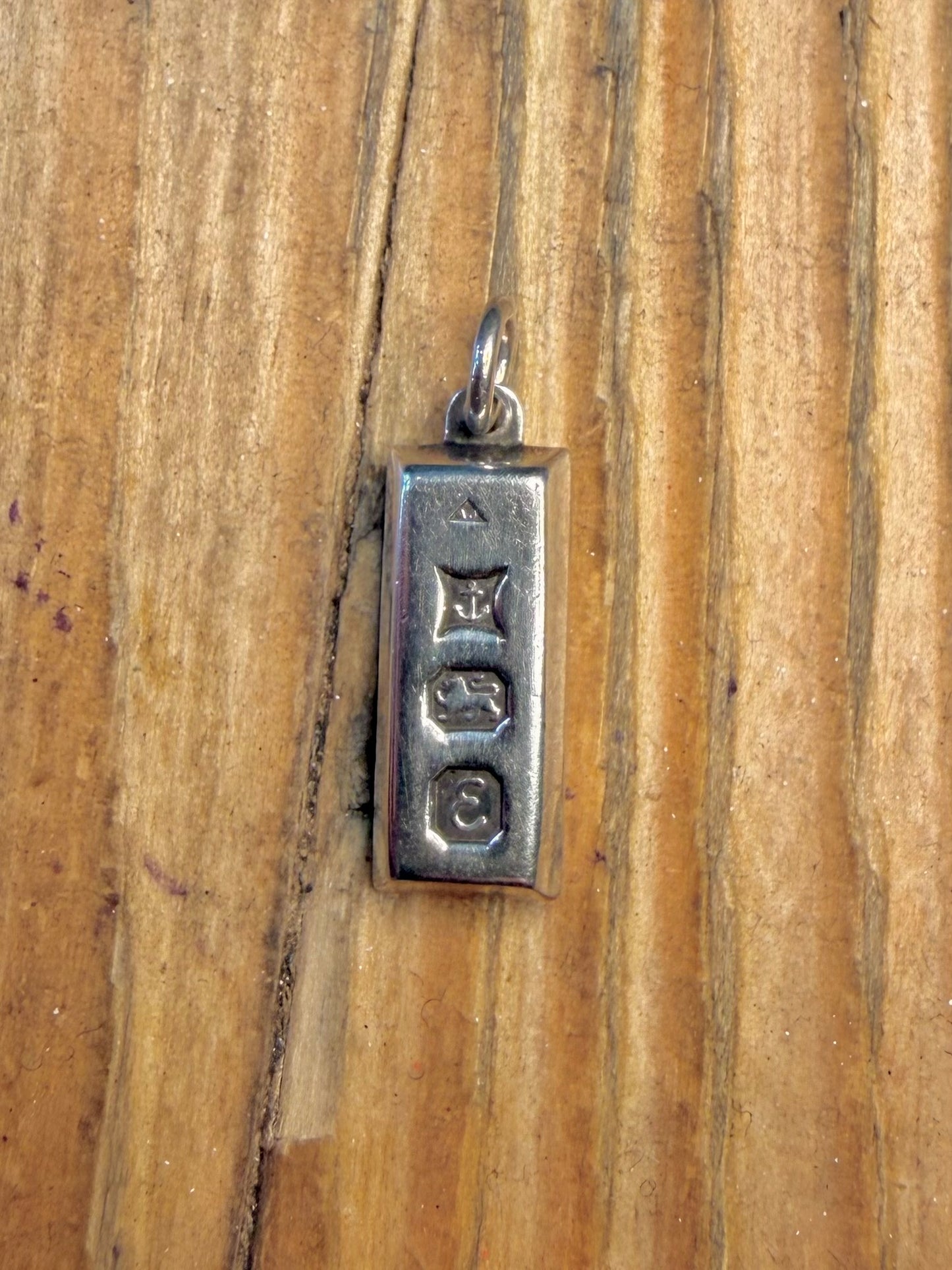 Ingot 1979 Birmingham Maker AJ 925 Sterling Silver Pendant