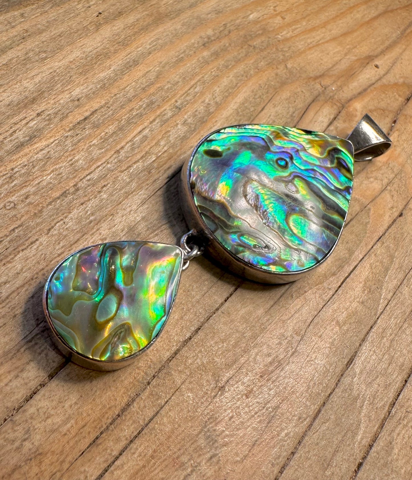 Modernist Abalone 925 Sterling Silver Pendant
