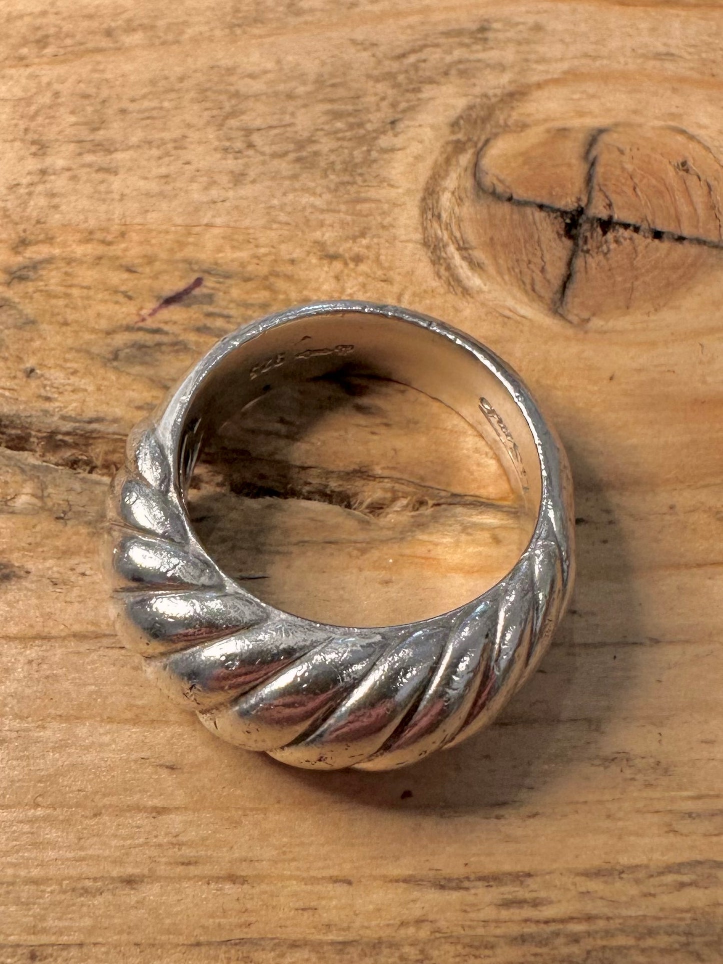 Modernist Heavy Twisted Style 925 Silver Size O1/2 Ring