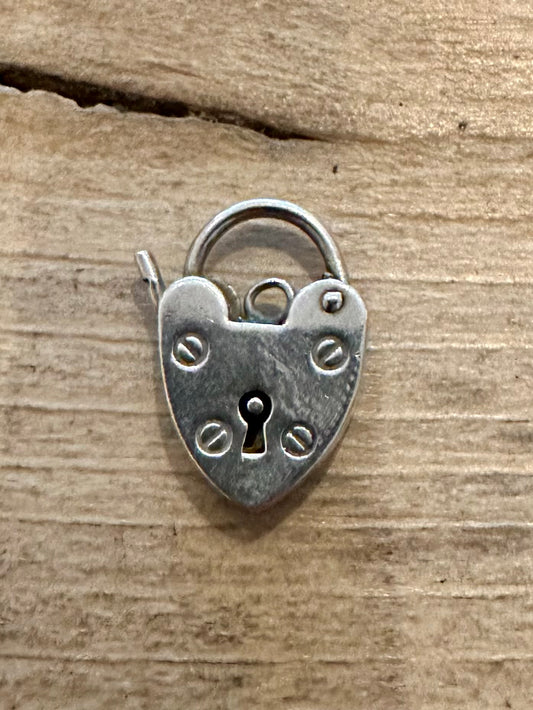 Vintage Heart Padlock Clasp 925 Silver Charm Pendant