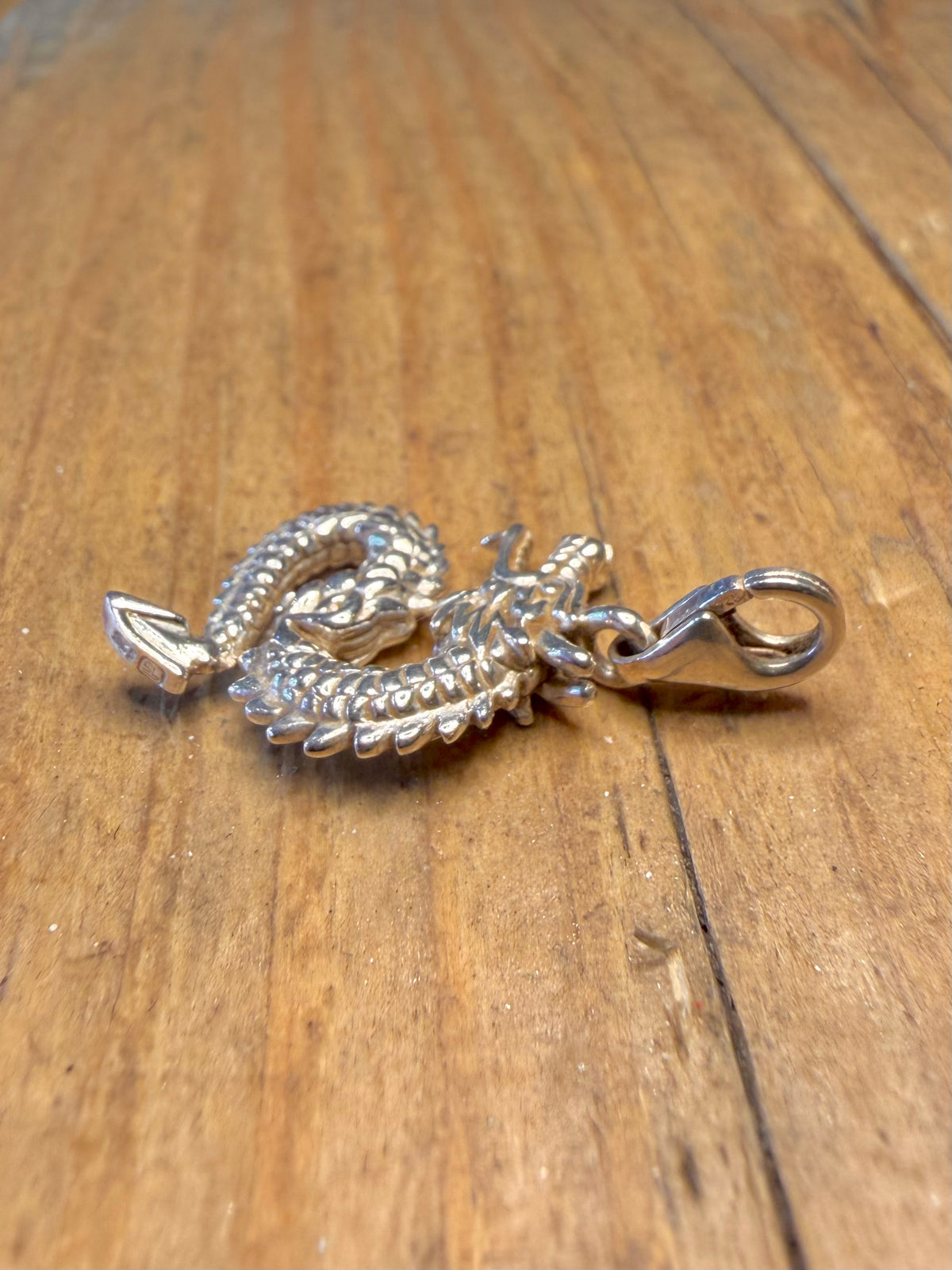 Dragon Detailed Textured Clasp 925 Sterling Silver Pendant