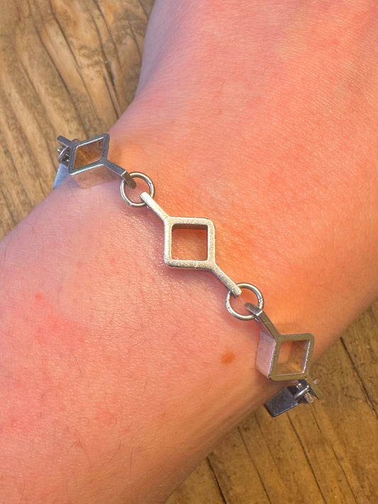 Abstract 1973 Jorma Laine Ruutu Finland Square 925 Sterling Silver 8.5 inch Bracelet