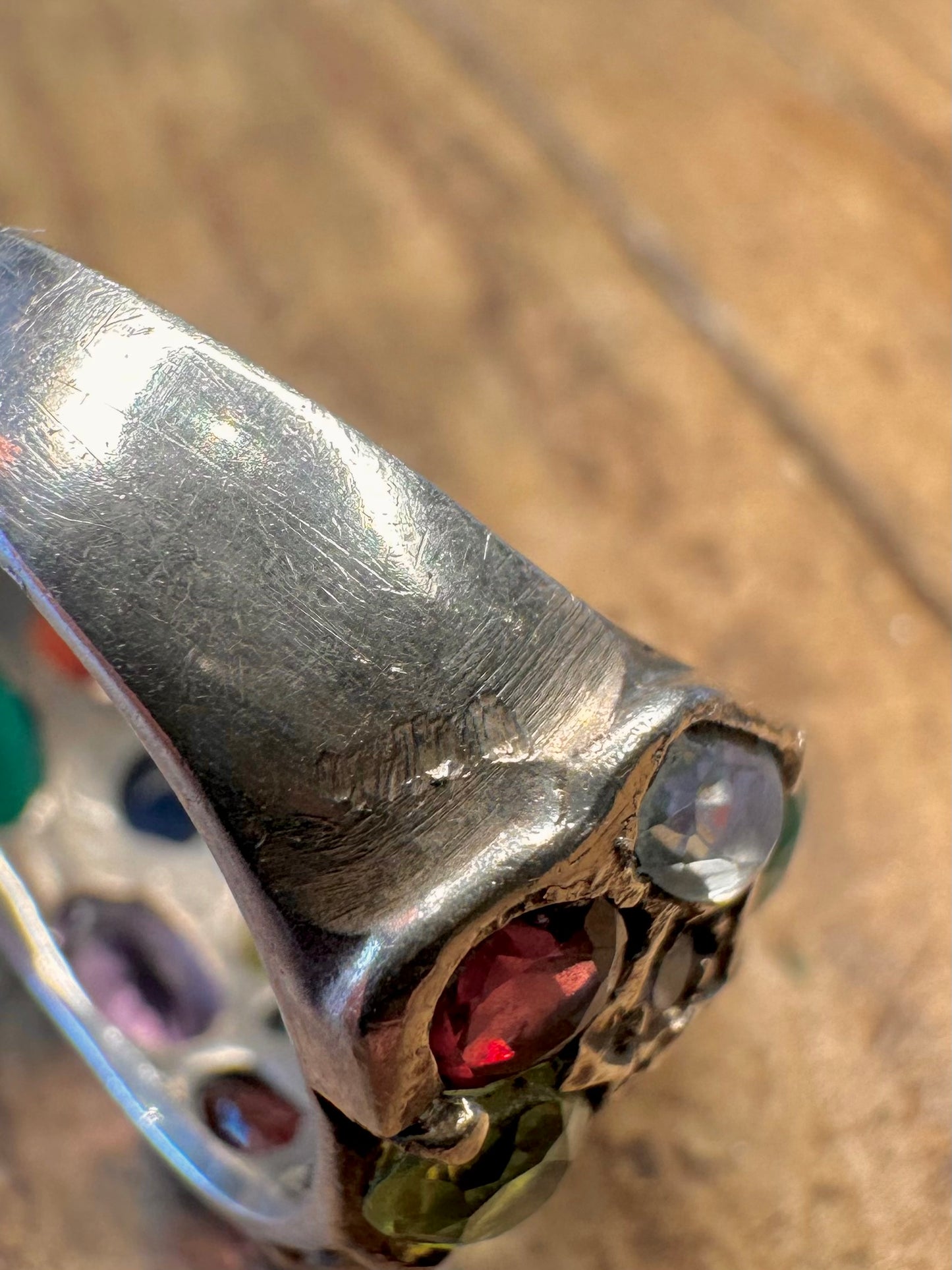 Multi Gemstone Star Dome 925 Sterling Silver Size N Ring