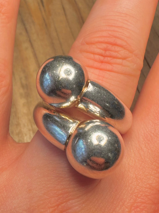 Abstract Overlapping Ball 925 Sterling Silver Size P Ring