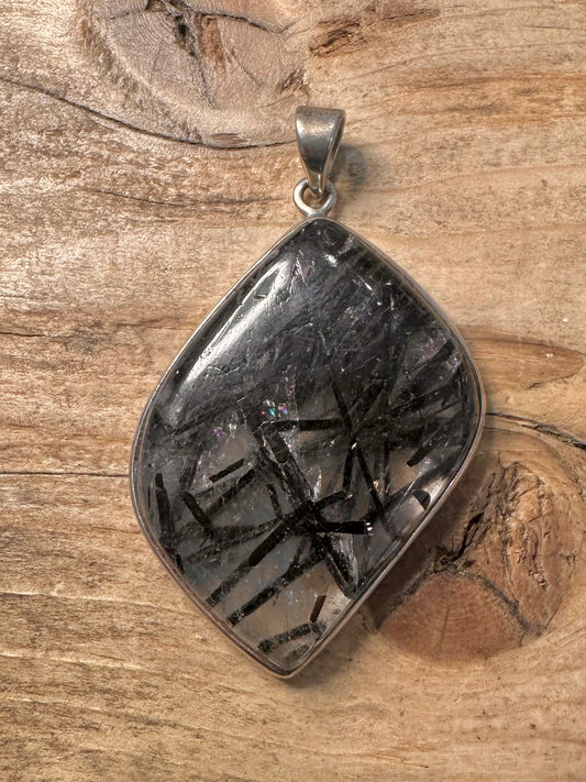 Vintage Rutilated Quarts 925 Silver Pendant