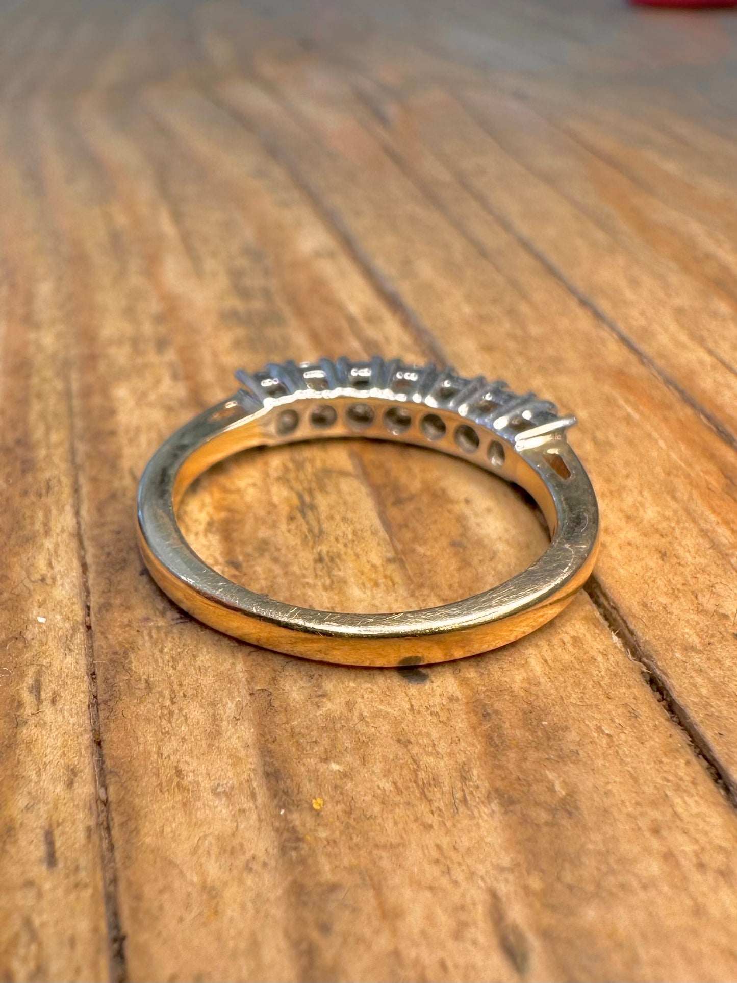 9ct Gold White and Blue Stone Size L Ring