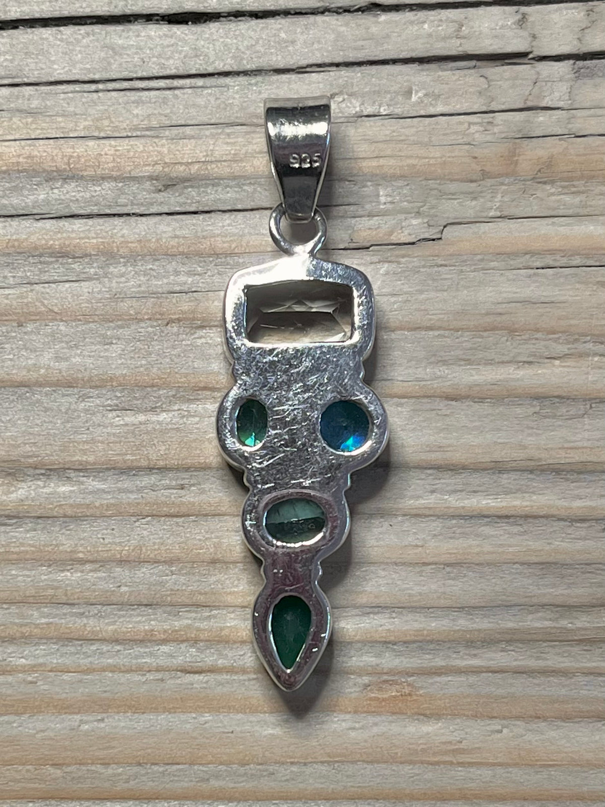 Multi Green Gemstone 925 Sterling Silver Pendant